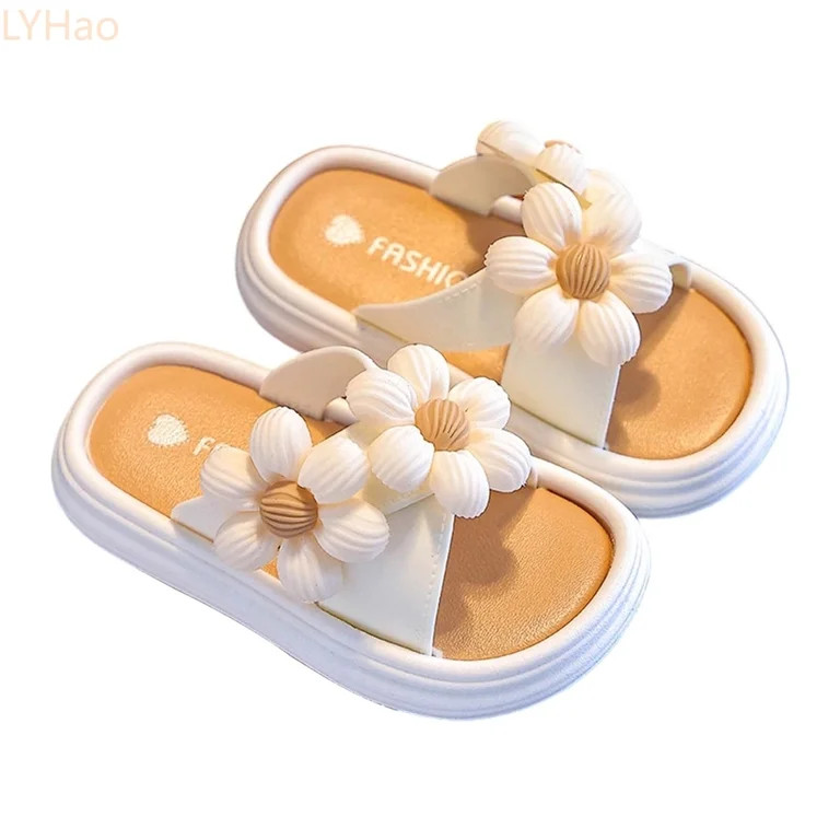 LYHaoo Girls Slippers For Toddler Kids And Teens Soft Comfortable Open Toe Slide Sandals For Indo... | Walmart (US)