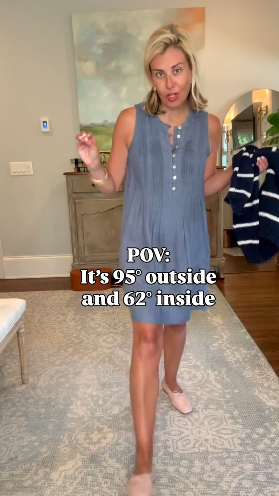 You know the drill… sweating in the parking lot and freezing the second you walk inside. Rounding up the
outfits I will reach for all summer: easy pieces with a layer for when the AC is working overtime.
Tops, sweater, jacket, dresses size XS
Shorts size s
Shoes- size down to 7 (usually 8)
@quince #quincepartner