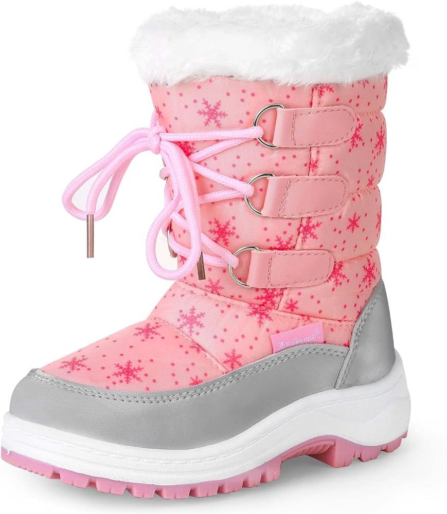 Apakowa Kids Girls Insulated Fur Winter Warm Snow Boots (Toddler/Little Kid) | Amazon (US)