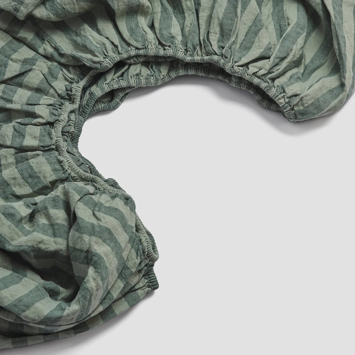 Pine Green Pembroke Stripe Linen Blend Fitted Sheet | Piglet