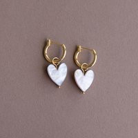Love Heart Hoops in Pearly White With Lilac, Theme Earrings Bridal Jewellery | Etsy (US)