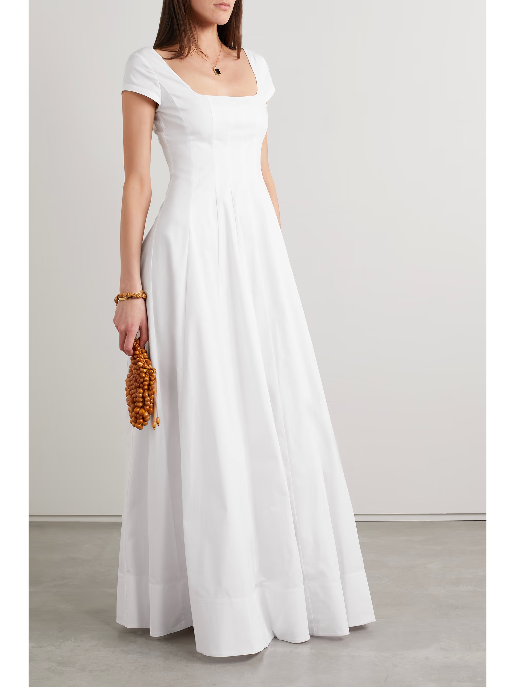 STAUD Wells pleated stretch-cotton poplin maxi dress | NET-A-PORTER | NET-A-PORTER (US)