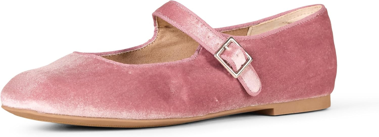 Amazon Essentials Women's Square-Toe Mary Jane Ballet Flat with Adjustable Metal Buckle Strap, Non-Slip Low Heel, Cushioned | Amazon (US)