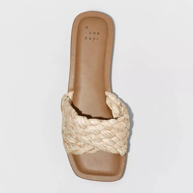 Women's Nicolette Raffia Slide Sandals - A New Day™ | Target