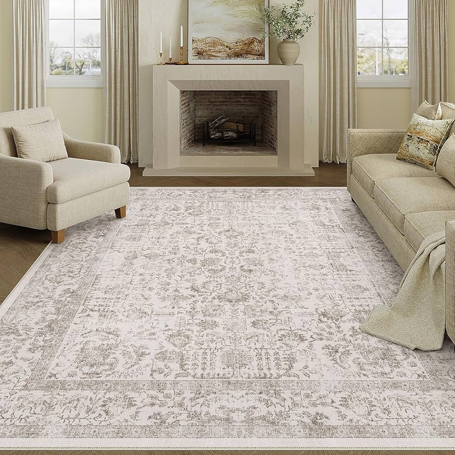 Vintage Hellbraun Waschbarer Teppich Wohnzimmer 240x300cm Retro Rugs for Living Room Weich rutsch... | Amazon (DE)