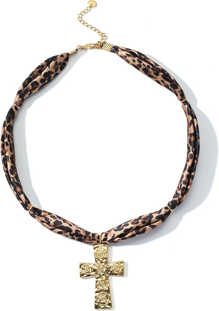 Bandana Necklace for Women,Gold Dainty Charm Necklace with Heart, Cross, Sun Pendants, Carabiner ... | Amazon (US)