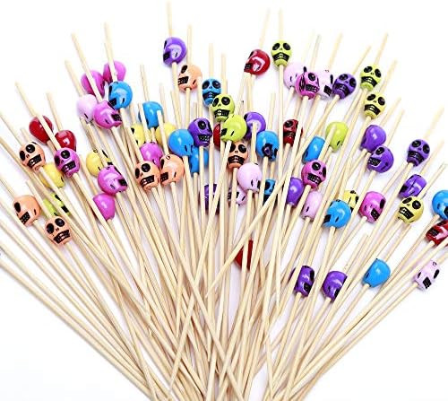 Skeletion Cocktail Picks 100 Counts Halloween Handmade Sticks Wooden Toothpicks Cocktail Sticks Hall | Amazon (US)