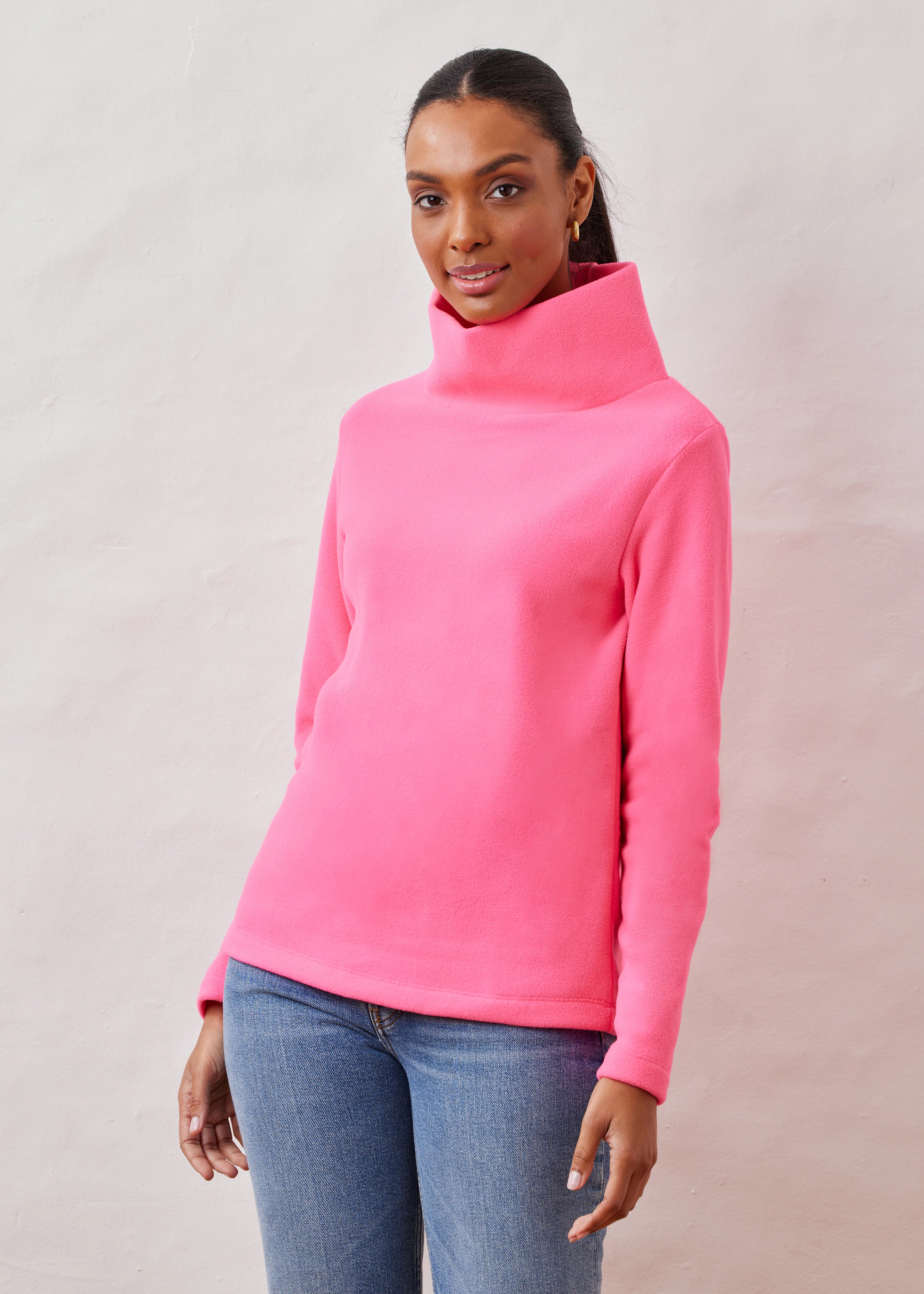 Greenpoint Turtleneck in Vello Fleece (Neon Pink) | Dudley Stephens
