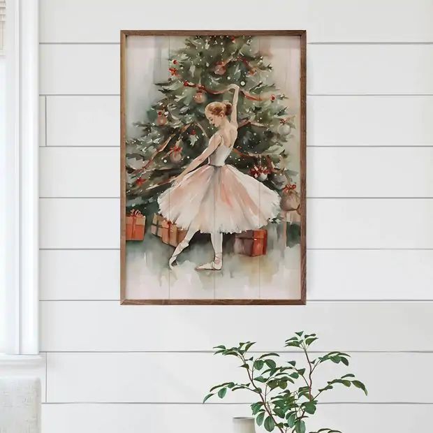 Dancer By Christmas Tree Wall Art | Antique Farm House
