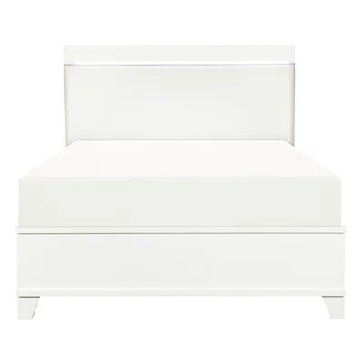 Led Illuminated Bed With White Gloss Finish And Faux Leather Headboard Wood Brilliance | Wayfair North America