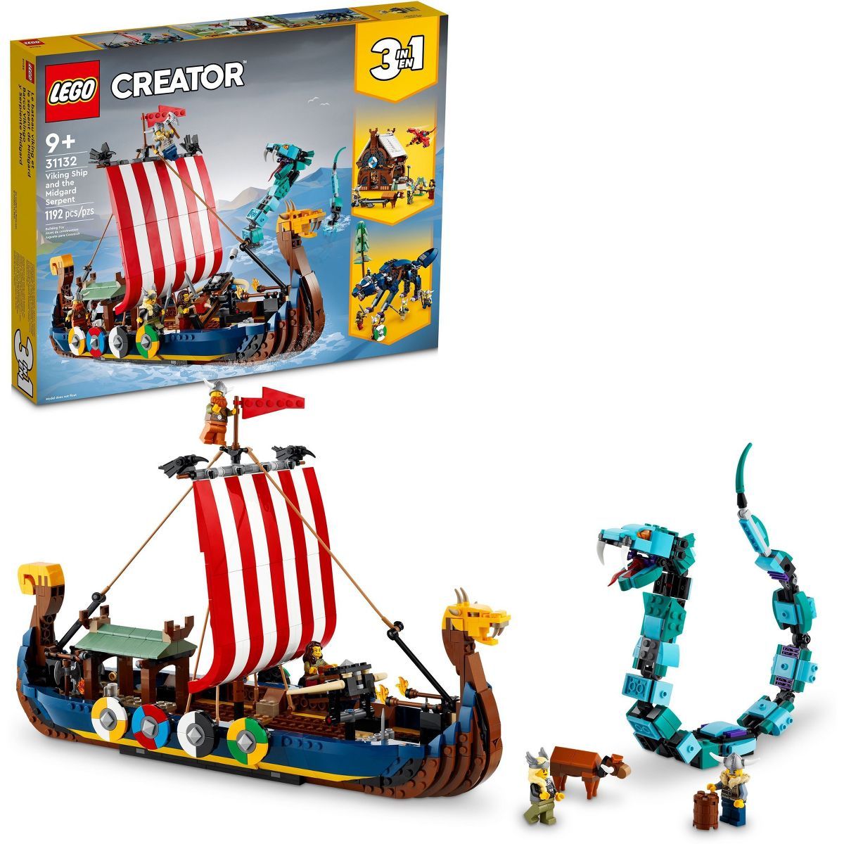 LEGO Creator 3 in 1 Viking Ship and Midgard Serpent Set 31132 | Target