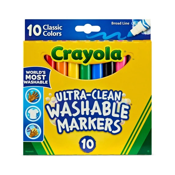 Crayola Ultra-Clean Washable Broad Line Markers, 10 Ct, Back to School Supplies, Classroom Essent... | Walmart (US)