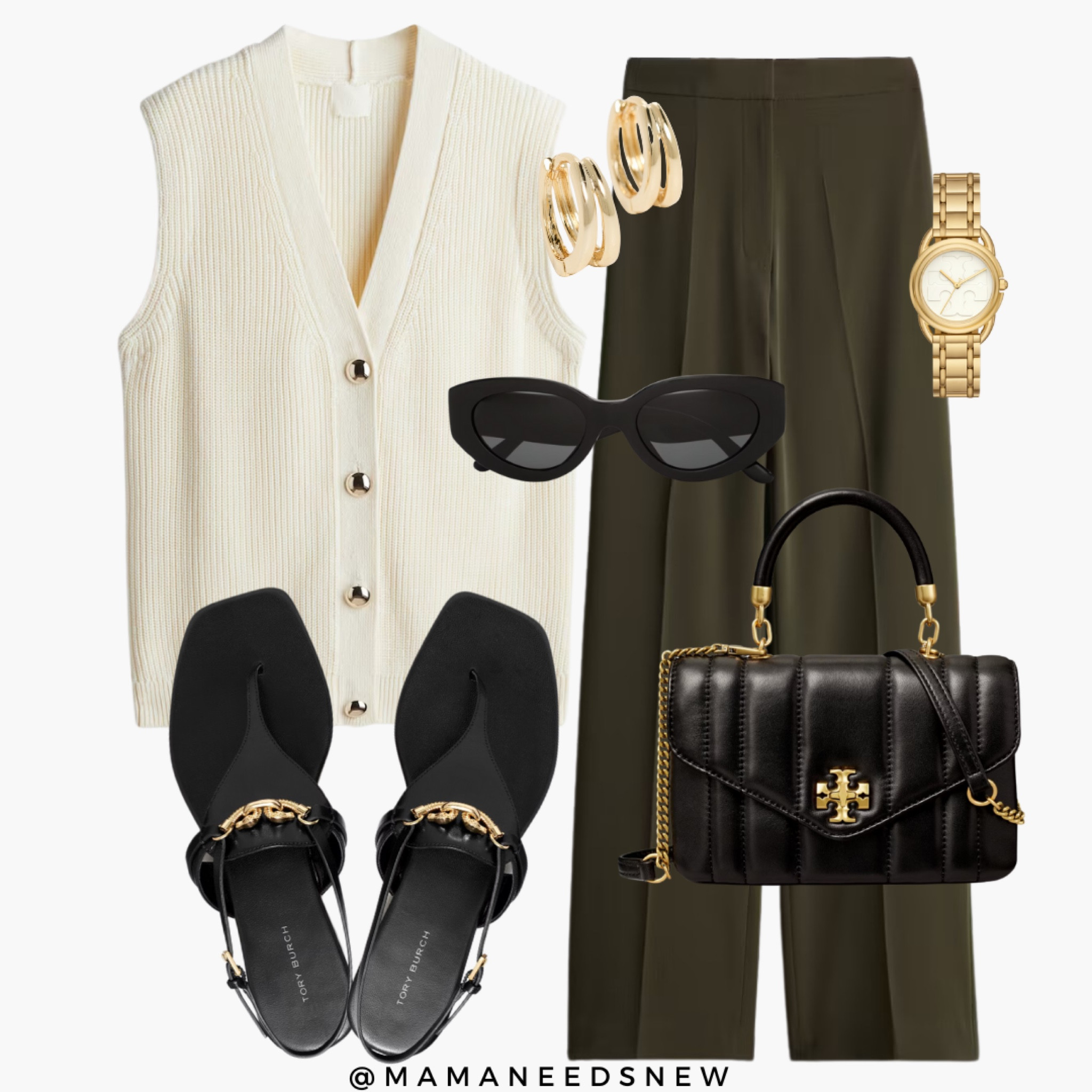 A summer outfit featuring knit vest top & trousers with black/ gold accessories 🖤

#LTKSeasonal #LTKFindsUnder100 #LTKSaleAlert