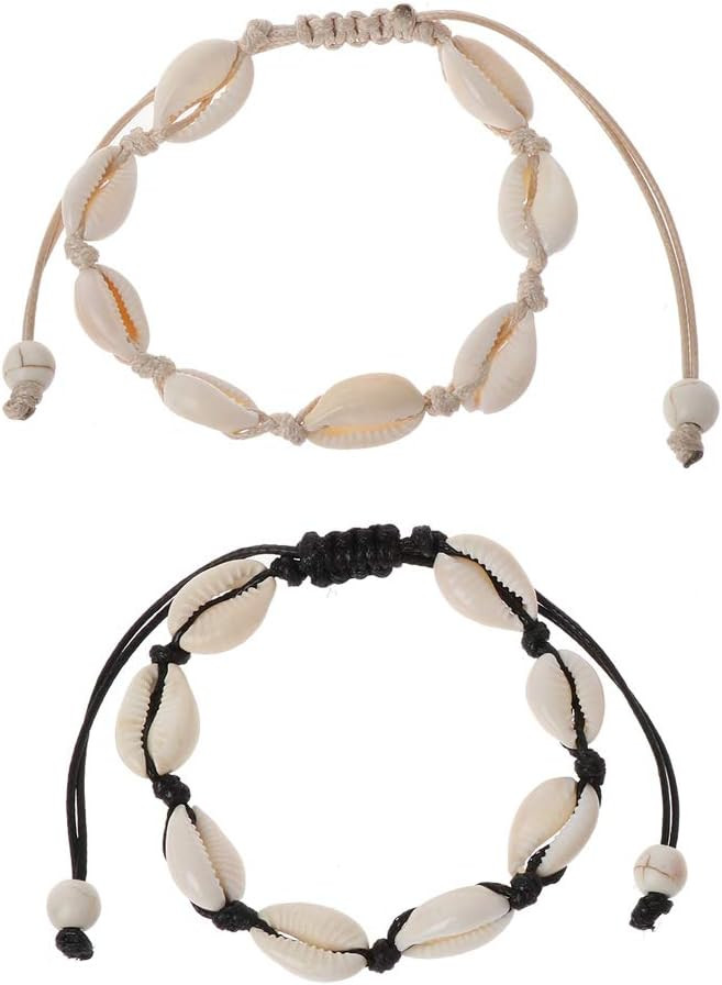 Abicial 1Pc Natural Cowrie Beads Shell Anklet Bracelet Handmade Hawaiian Beach Foot Jewelry | Amazon (US)