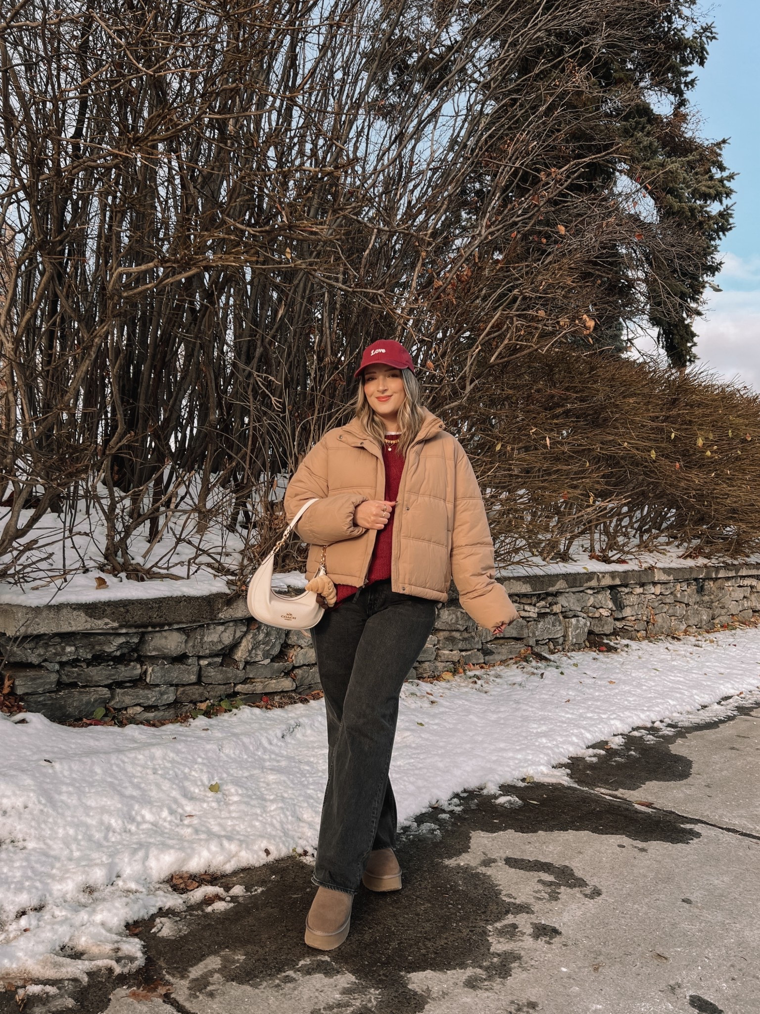 Casual midsize winter outfit! Wearing L in the puffer jacket, burgundy sweater, and white tee. Wearing 32 in the jeans for a looser, comfy fit. Ugg look for less boots from amazon are such good quality! I’m a 9.5-10 shoe and wear a 10. Canadian Old Navy puffer link under “similar products"

#LTKjeans #LTKmidsize #LTKwinter
