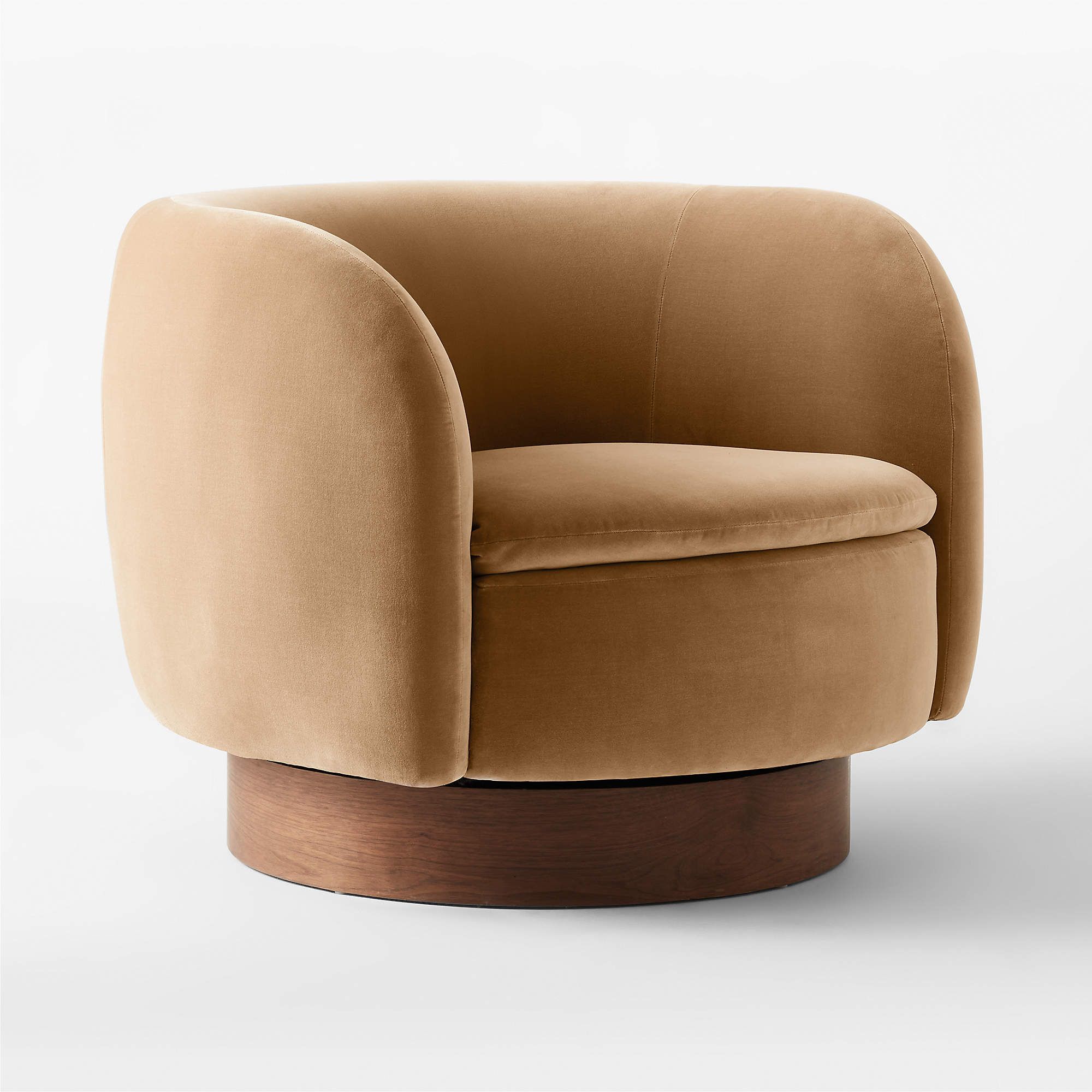 Muir Camel Velvet Swivel Chair + Reviews | CB2 | CB2