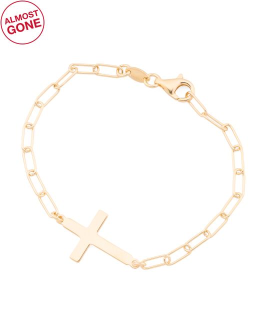 Made In Italy 18kt Gold Plated Shiny Cross Bracelet | TJ Maxx