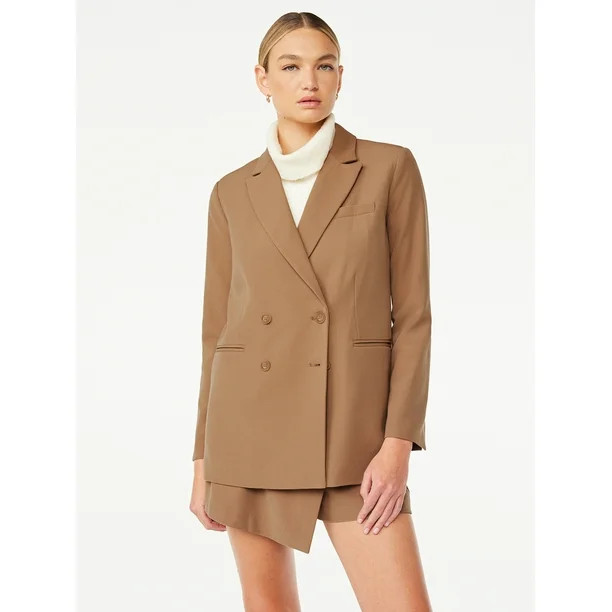 Scoop Women’s Slouchy Double Breasted Blazer, Sizes XS-XXL | Walmart (US)