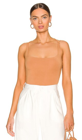 Katie Strappy Back Bodysuit in Caramel | Revolve Clothing (Global)