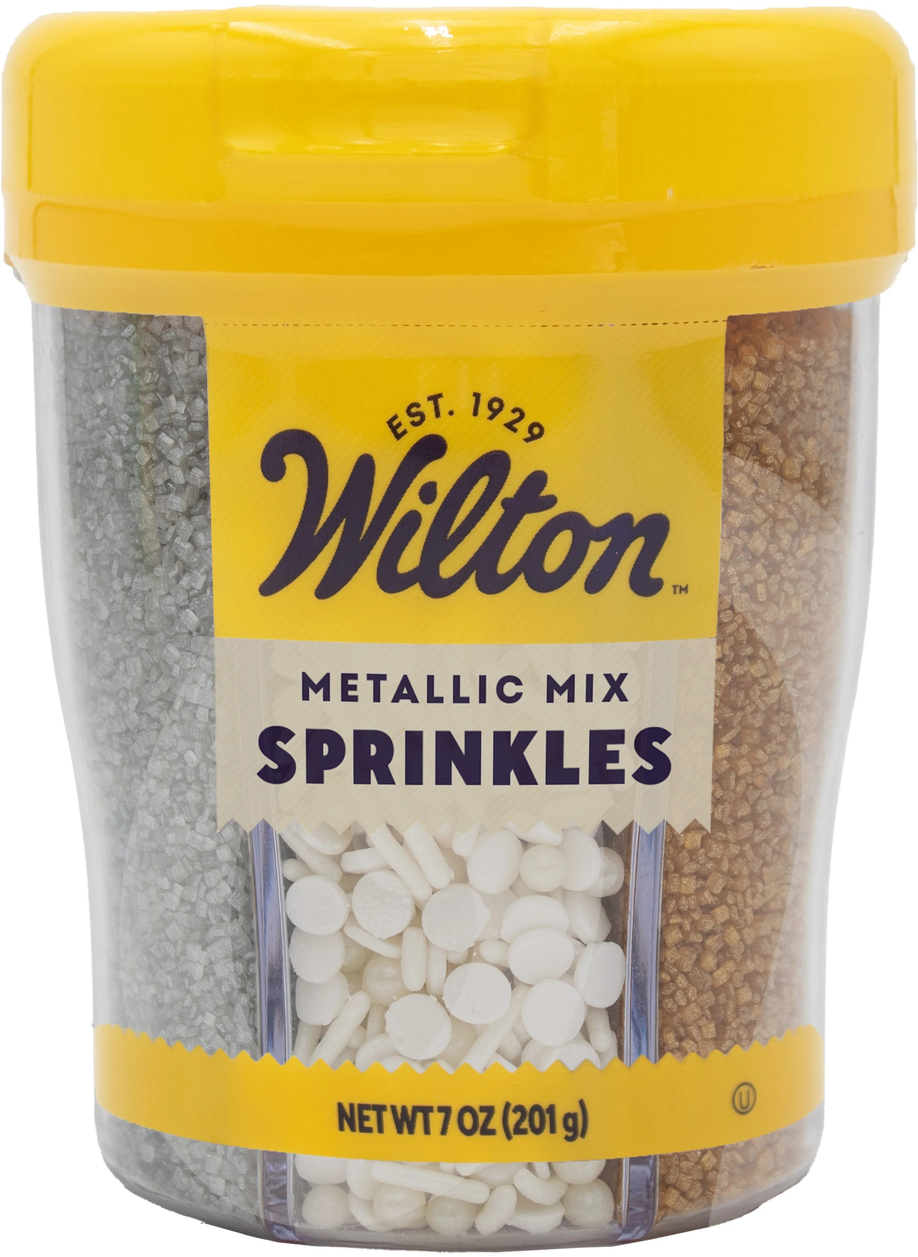 Wilton Metallic Sprinkles Edible Sprinkle Mix Assorted 7 oz. 6-Cell Container Silver Gold Copper | Walmart (US)