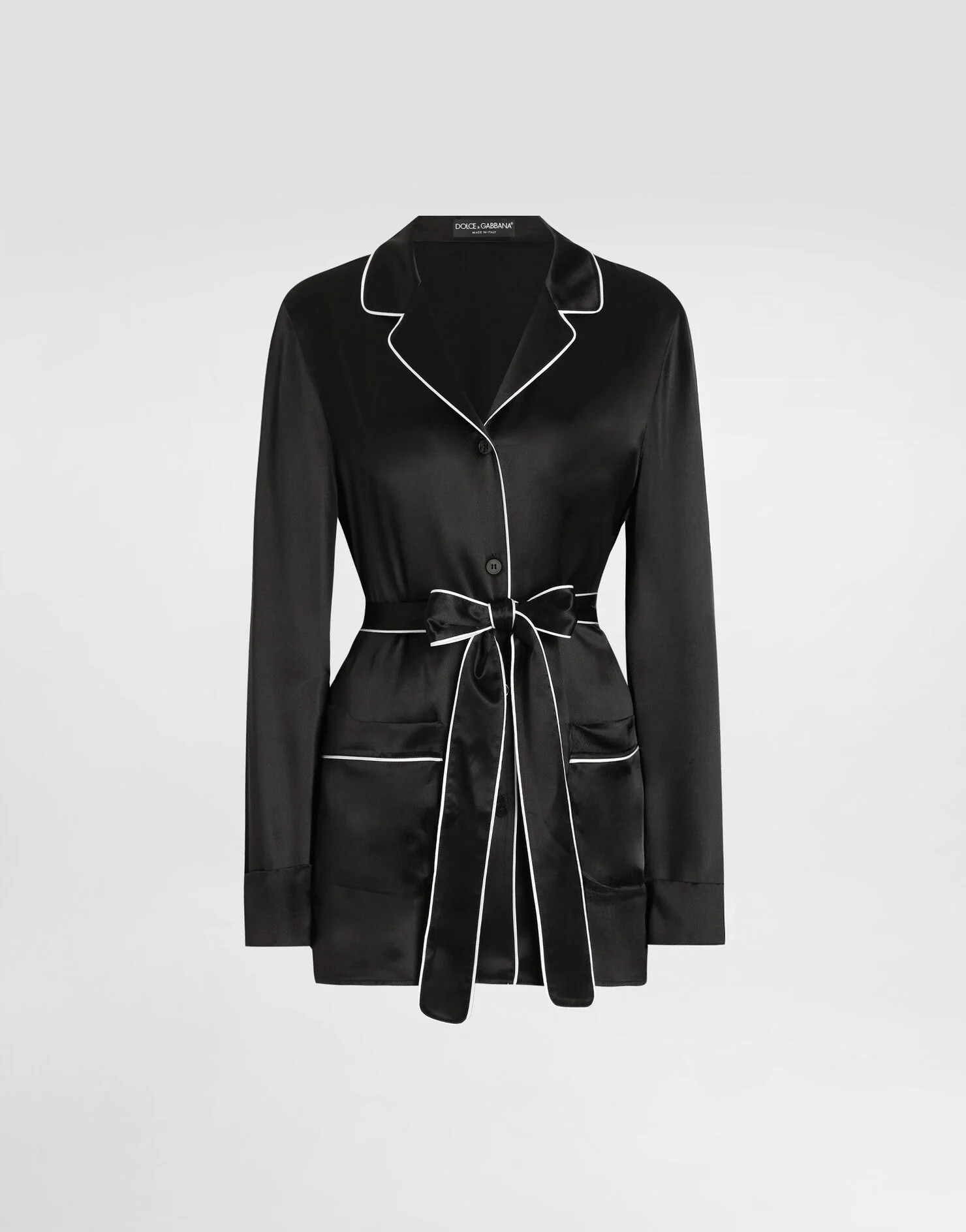 Silk pajama shirt with contrasting piping | Dolce & Gabbana US