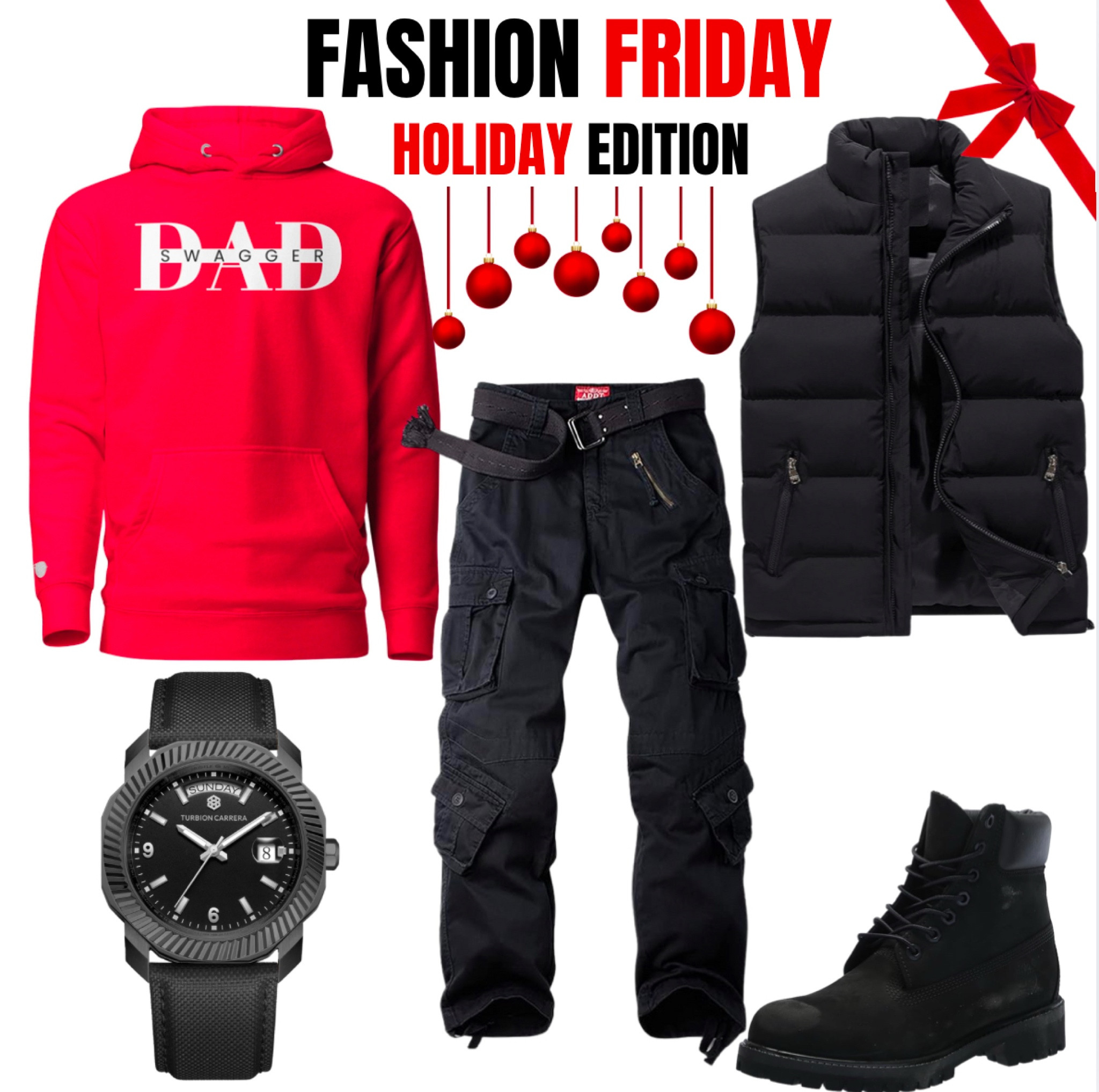 🎄Fashion Friday: Holiday Edition Swagger🎅

This week’s Fashion Friday is all about staying fresh while repping the holidays in style! Our holiday edition hoodies in bold green and festive red are the perfect base to build your winter drip.

🔥 Here’s how we styled it:
	•	Layered with a sleek puffer vest for that effortless, cozy vibe.
	•	Paired with classic cargo pants—because function meets swag.
	•	Rocking Timbs to keep it rugged yet clean.
	•	And the ultimate flex? The Turbion Carrara—because accessories make the man.

Whether you’re running errands with the fam or pulling up to a holiday party, this look will have you turning heads.

Stay cozy. Stay confident. Stay Swaggerdad. 💯

📸 Drop a pic in your holiday fit and tag us! We might feature you.

#Swaggerdad #HolidayEdition #FashionFriday #StayFresh