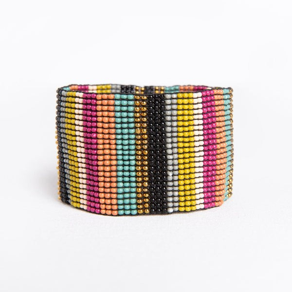 MUTED MULTI STRIPE STRETCH BRACELET | INK+ALLOY