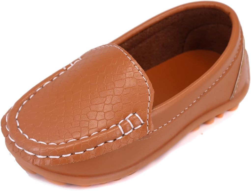 LONSOEN Toddler Little Kid Boys Girls Soft Slip On Loafers Dress Flat Shoes | Amazon (US)