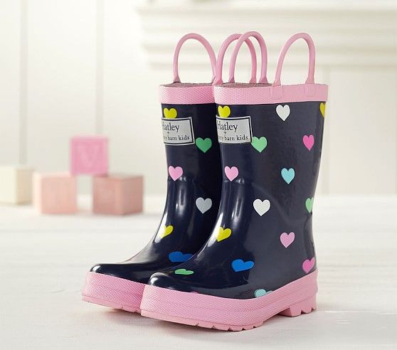 Hatley Navy/Pink Multi Hearts Rainboots | Pottery Barn Kids