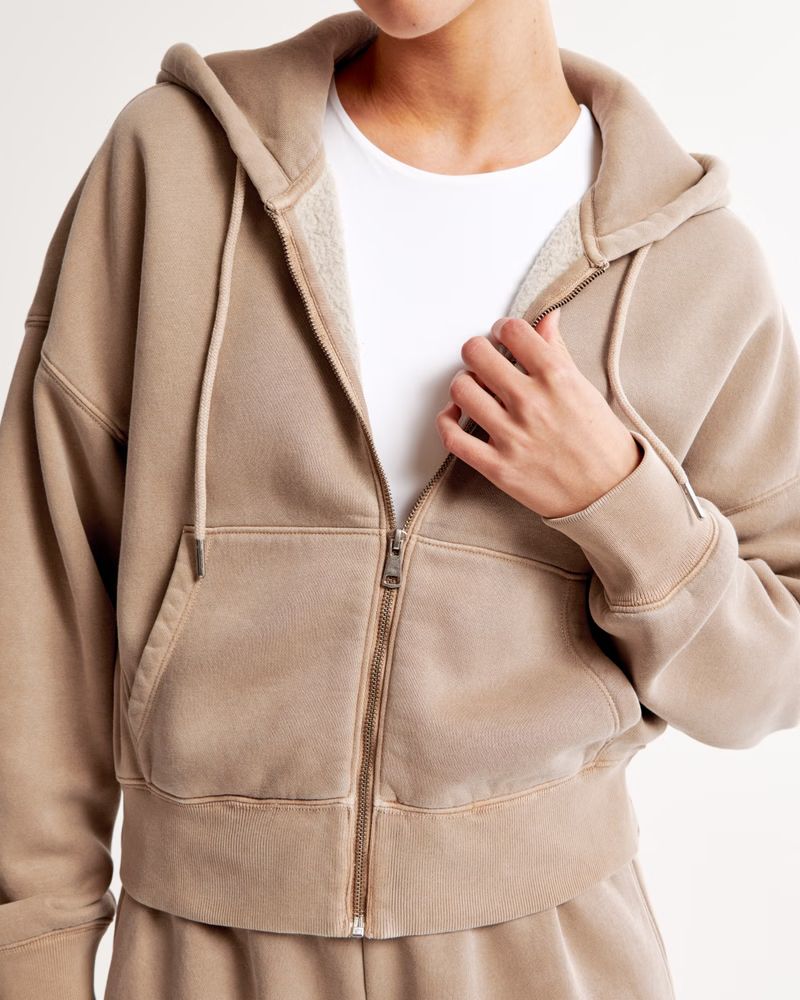Essential Ribbed Sunday Hooded Full-Zip | Abercrombie & Fitch (US)
