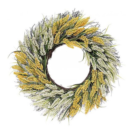 Click for more info about Yellow and White Heather Spiral Wreath