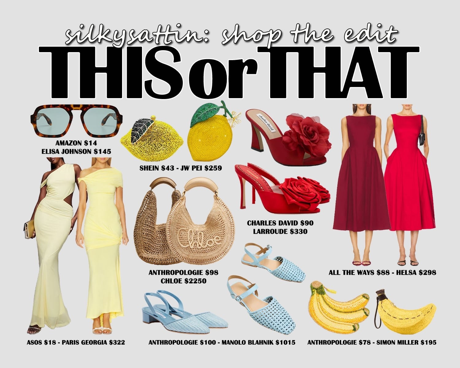 Shop the Edit: This or That

Affordable Style vs Luxury Style: budget friendly affordable alternative and the high end label option.

budget friendly, on a budget, dupe, girls night outfits, date night outfits, wedding guest outfits, vacation outfits, casual, formal, ootd, ootn, women’s fashion #budgetfriendly #onabudget #dupe #girlsnightoutfits #datenightoutfits #weddingguestoutfits #vacationoutfits #casual #formal #ootd #ootn #women #fashion

#LTKSaleAlert #LTKootd #LTKWedding