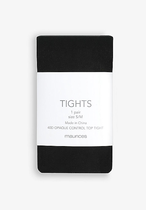 Black 40D Opaque Control Top Tights | Maurices