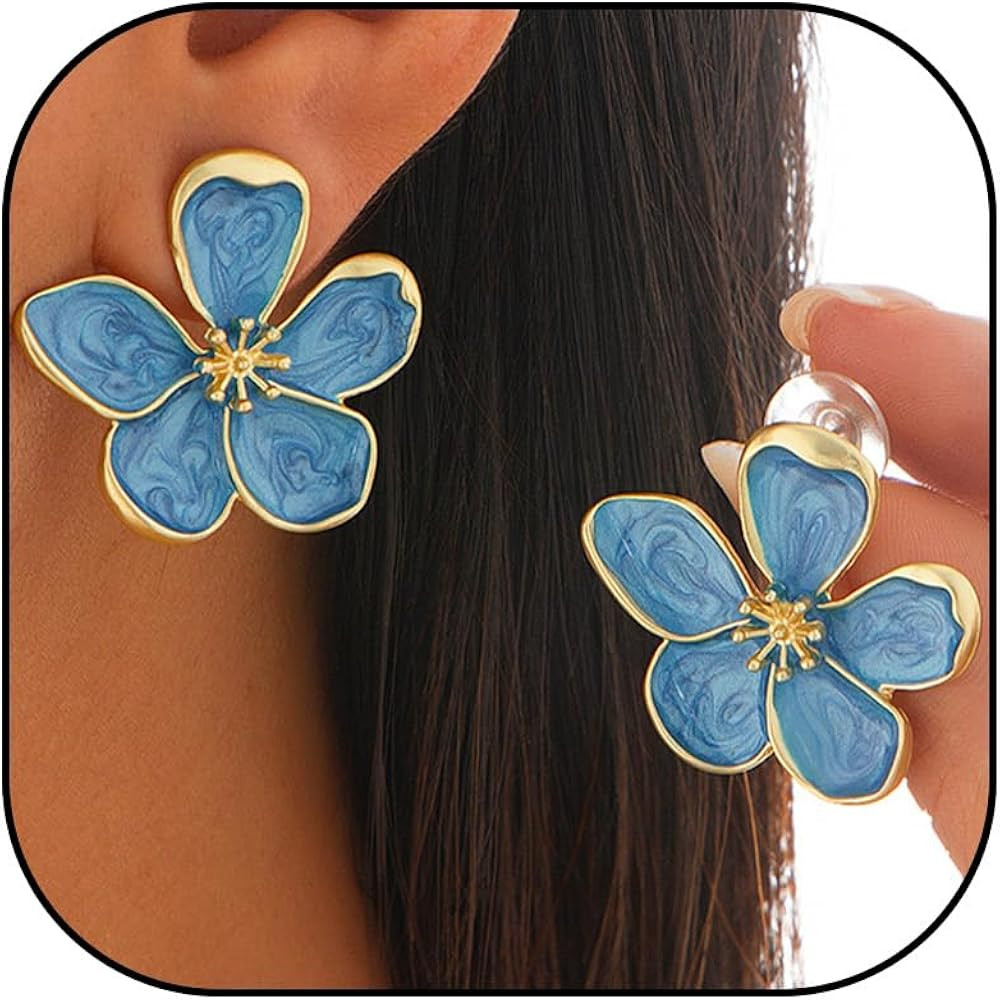 Flower Earrings for Women Daisy Floral Statement Earrings Hypoallergenic Lightweight Wedding Prom... | Amazon (US)