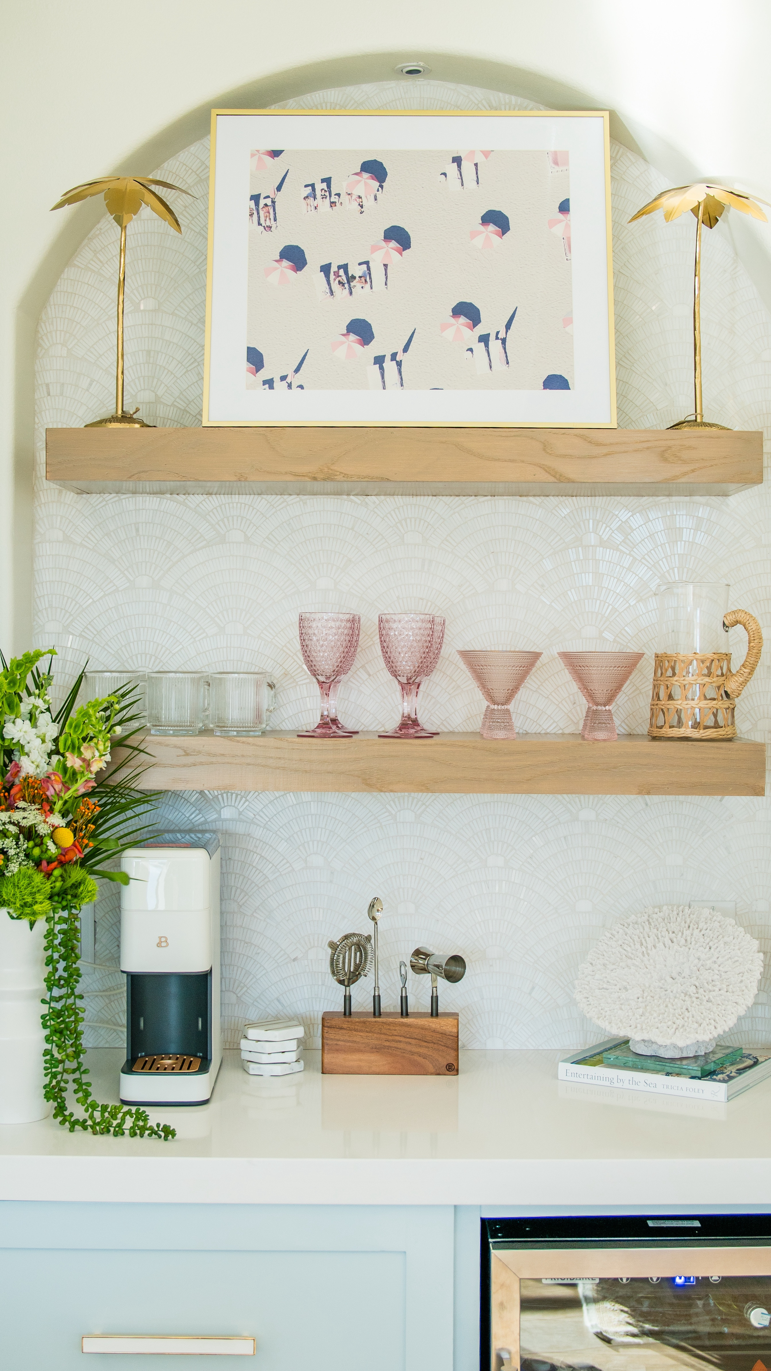 Good Morning from #IslandBlushProject 🏄🏼‍♀️ ☕️ Our dreamy bar space is the perfect blend of style and function, whether you’re sipping your morning brew or crafting an evening cocktail. 🍸

Links to shop this look will be posted on stories & in our bio, posted on our LikeToKnowlt.

#slandBlush #coastalchic #aesthetic #coffeebar #interiordesigner #bar #beautifulbydrewbarrymore #luxuryhome #pinkdecor @Amazon Home @Beautiful By Drew @Volcanica Coffee Shop 