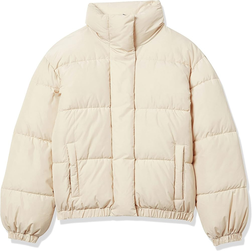 Daily Ritual Women's Relaxed-Fit Mock-Neck Short Puffer Jacket (Available in Plus Size) | Amazon (US)