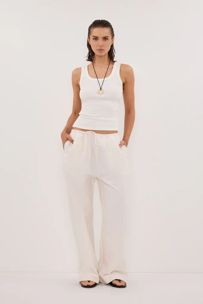 RHEA CREAM COTTON DRAWSTRING PANT | DISSH