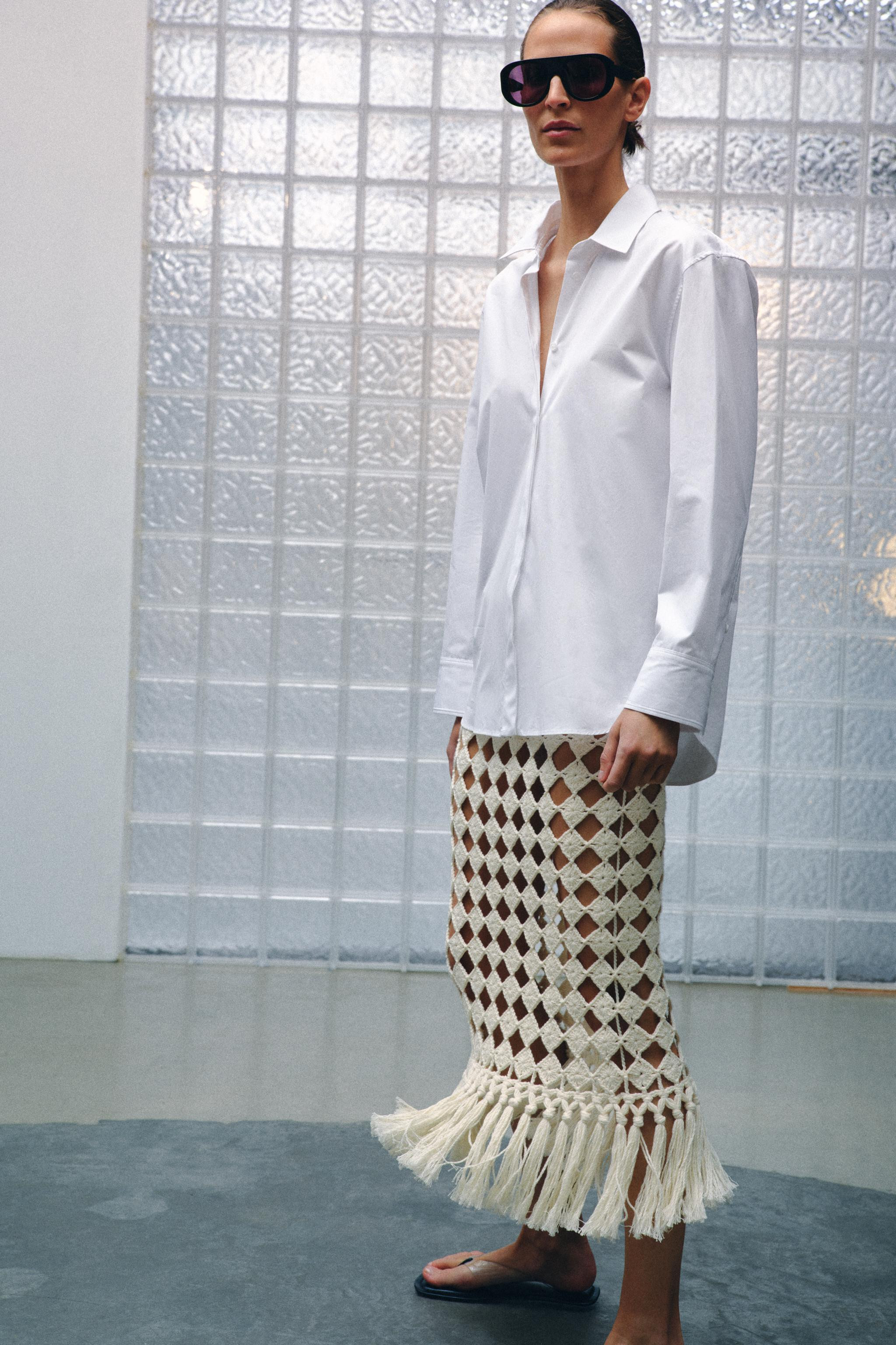 CROCHET FRINGED KNIT SKIRT | Zara US