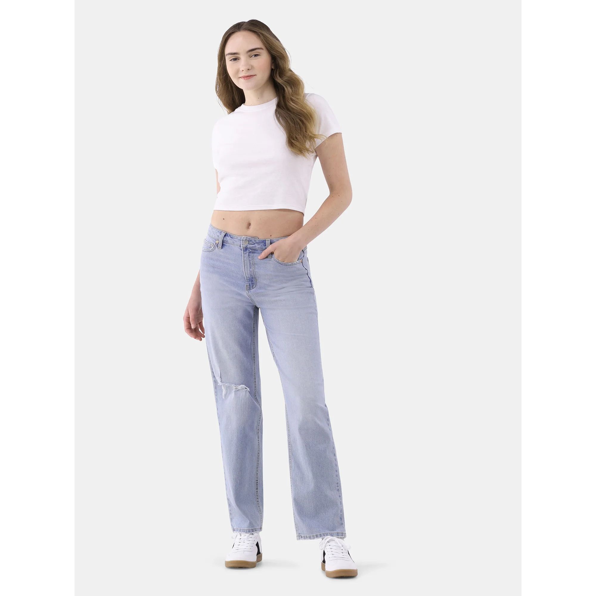 No Boundaries High Rise Straight Leg Jeans, Women's | Walmart (US)