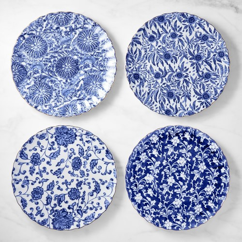 Marlo Thomas x Williams Sonoma Dinner Plates, Set of 4, Blue Floral | Williams-Sonoma