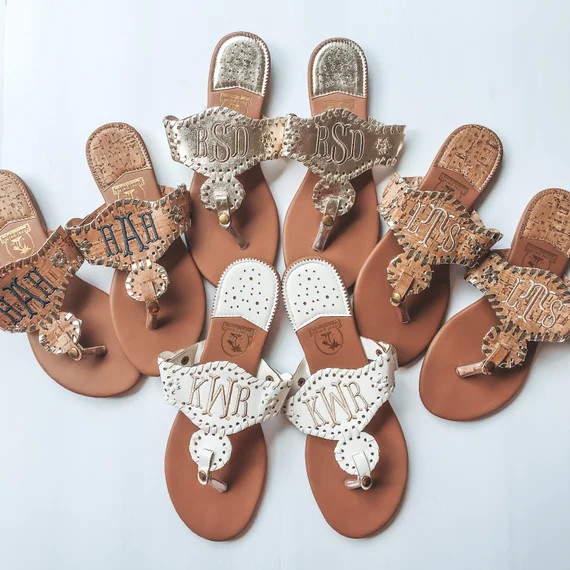 Monogram Stella Style Flip Flop Sandals with removable top available in gold rose gold silver whi... | Etsy (US)