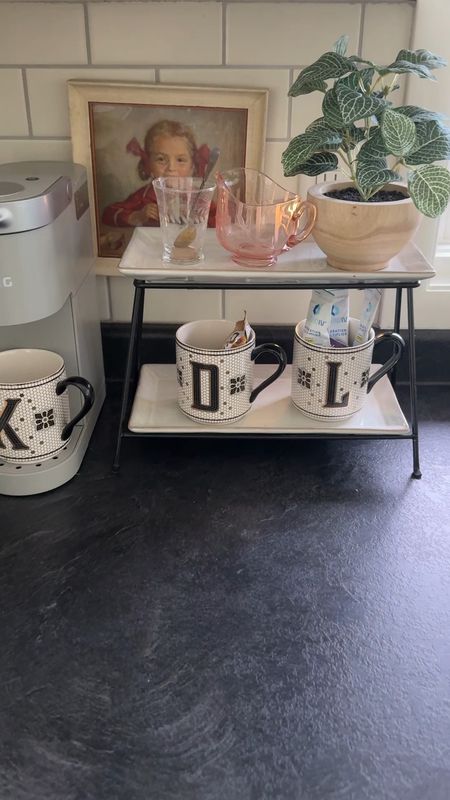 The coffee bar, breakfast bar or snack bar in your kitchen. 
Coffee mug
Tiered tray, Keurig coffee maker 

#LTKwedding #LTKGiftGuide #LTKVideo