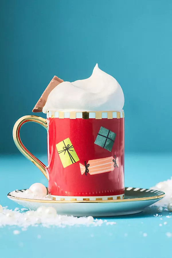 Caroline Stoneware Holiday Espresso Cup & Saucer | Anthropologie (US)