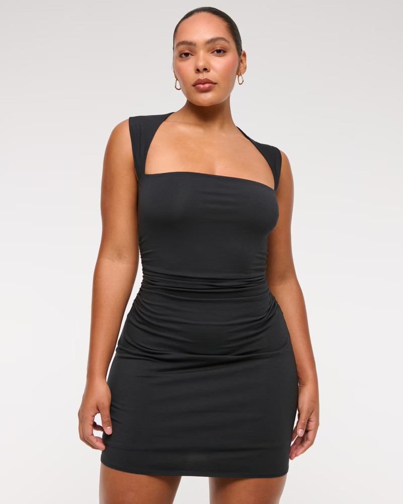 Women's The A&F Mila High-Neck Denim Mini Dress | Women's | Abercrombie.com | Abercrombie & Fitch (US)