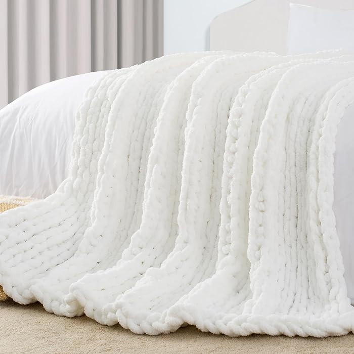 Carriediosa Chunky Knit Throw Blanket 50" X 60", 100% Hand Made Large Chenille Loop Yarn Soft Flu... | Amazon (US)
