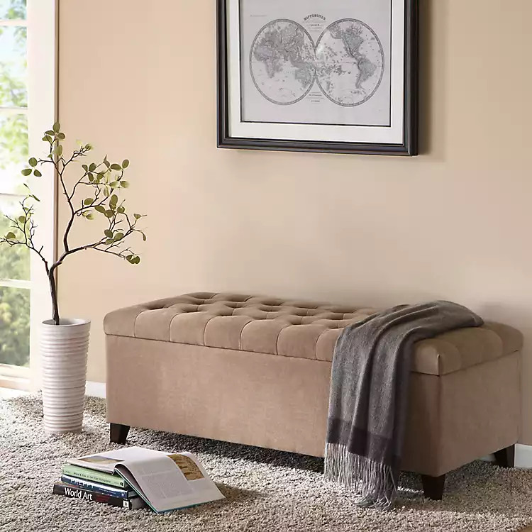 Brown Button Tufted Storage Bench | Kirklands Home | Kirklands