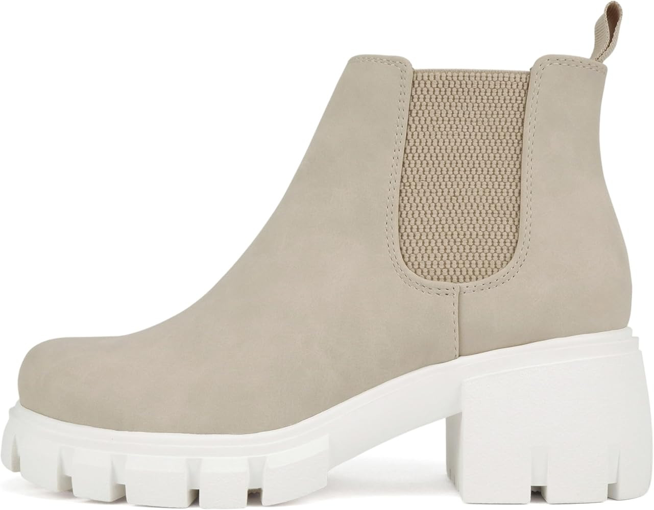 Soda PIONEER ~ Women Lug Sole Mid Heel Chelsea Fashion Ankle Bootie w/Double Elastic Gore | Amazon (US)