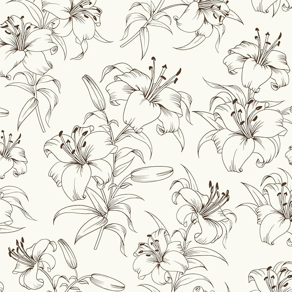 Heroad Brand Black Floral Peel and Stick Wallpaper Black and Beige Wallpaper Boho Peel and Stick ... | Amazon (US)