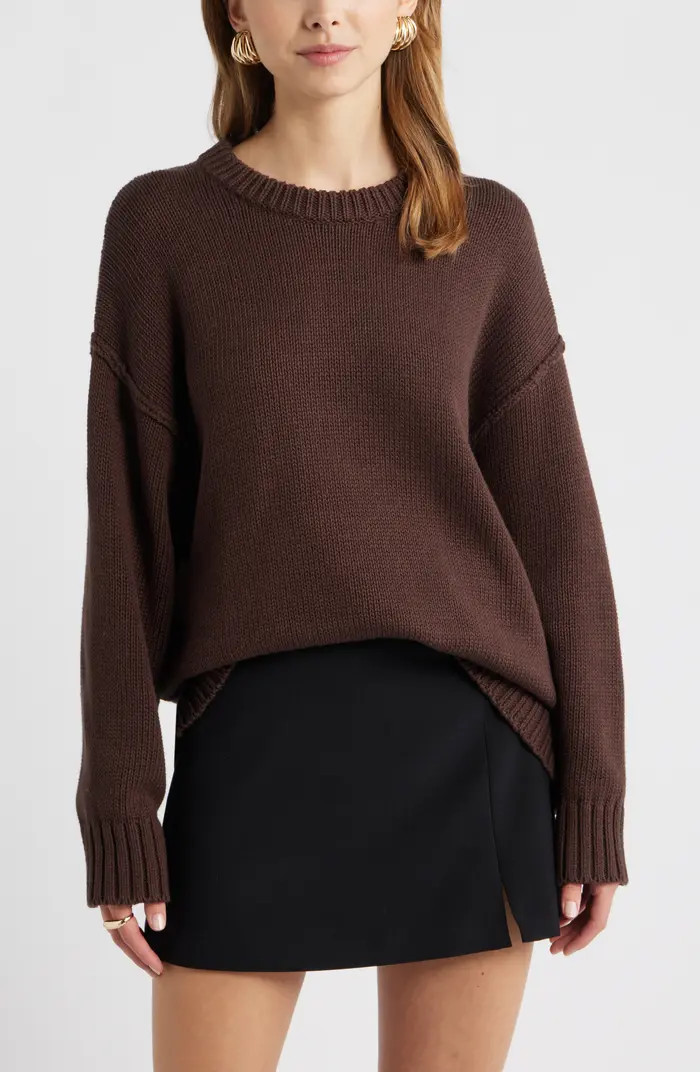 Oversize Crewneck Cotton Sweater | Nordstrom