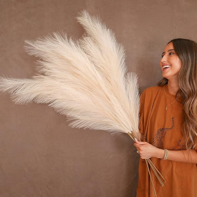 31Mod Faux Pampas Grass with 4 Large Artificial Pampas Grass Stems — 43" (Set of 4), No-Sheddin... | Amazon (US)